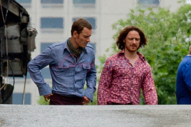 EXCLUSIVE: First look at Michael Fassbender and James McAvoy look groovy on new 'X-MEN Days of Future Past' set